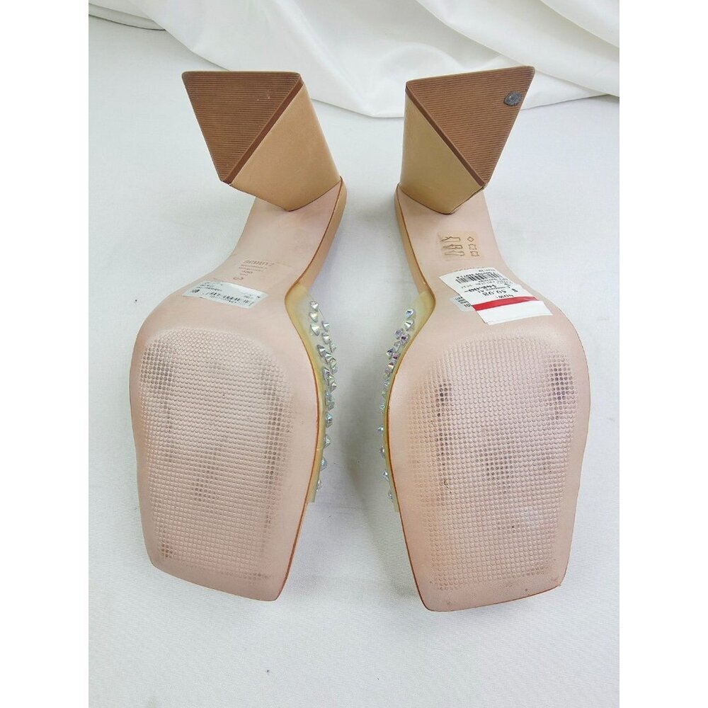 Schutz Size 10B Womens Lizah Crystal Slip On Studded Open Square Toe Heels - Picture 8 of 14